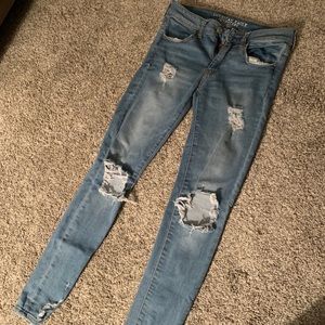American eagle skinny jeggings distressed